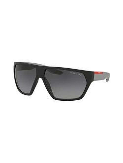 Linea Rossa PS 08US 4535W1 Black Plastic Geometric Sunglasses Grey Polarized Lens