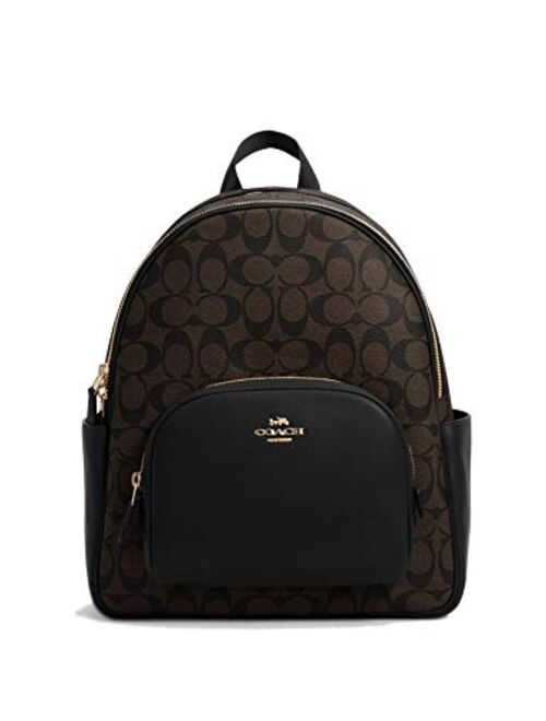 Coach Women's Court Backpack In Signature Canvas (Brown - Black)