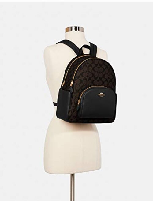 Coach Women's Court Backpack In Signature Canvas (Brown - Black)