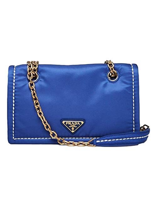 Prada Indaco Blue Tessuto Nylon Chain Flap Bag 1BD199