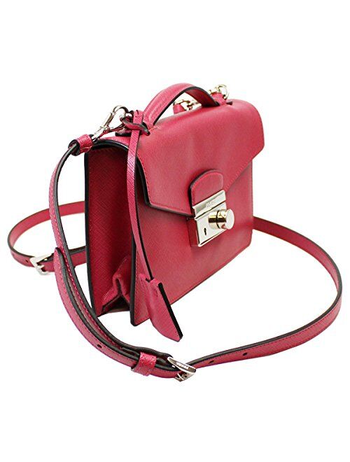 PRADA Pink Saffiano Leather Clutch Bag W/Strap Bt0960 Peonia