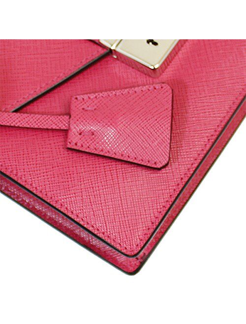 PRADA Pink Saffiano Leather Clutch Bag W/Strap Bt0960 Peonia