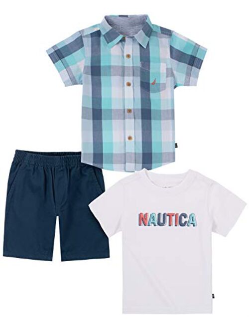 Nautica Baby Boys' 3 Pieces Shirt Shorts Set