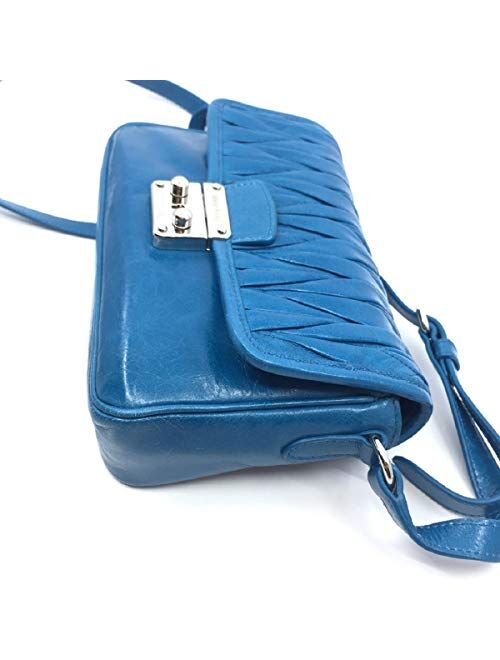 Prada Miu Miu Bandoliera Blue Matelasse Lux Leather Crossbody Bag 5BH088