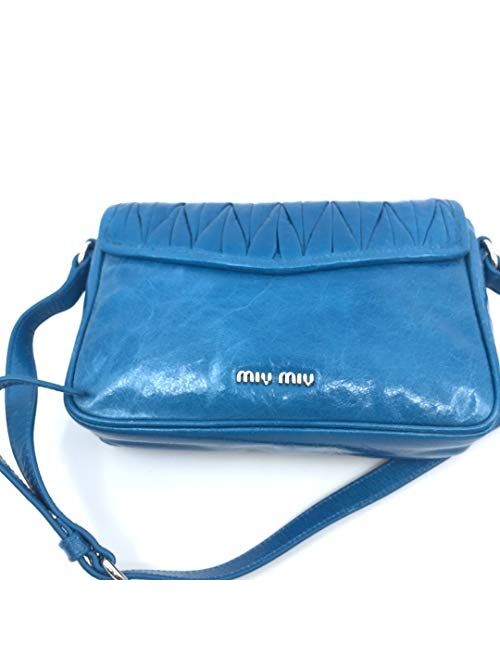 Prada Miu Miu Bandoliera Blue Matelasse Lux Leather Crossbody Bag 5BH088