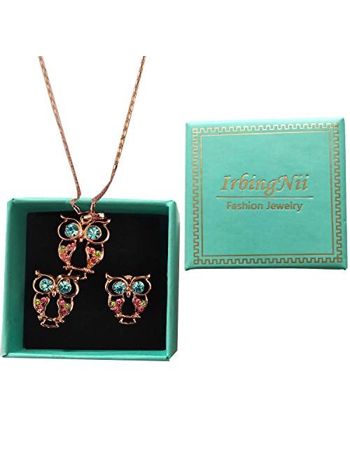 IrbingNii Women Jewelry Sets Jewelry for Women 14k Rose Gold Pendant Necklace Earrings Necklace Ear Studs Jewelry Sets for Women