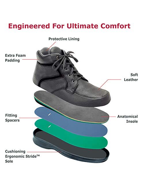 Orthofeet Proven Plantar Fasciitis, Foot Pain Relief. Extended Widths. Best Orthopedic Diabetic Men's Boots Highline