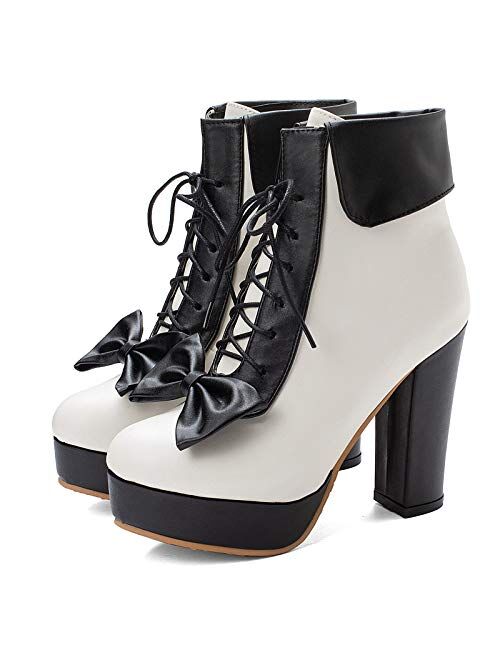 AbbyAnne Women Sweet Lolita Boots Chunky Heel Platform Shoes