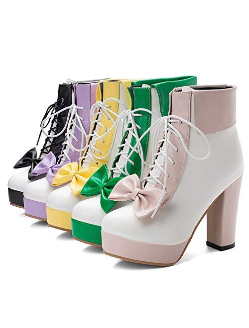 AbbyAnne Women Sweet Lolita Boots Chunky Heel Platform Shoes