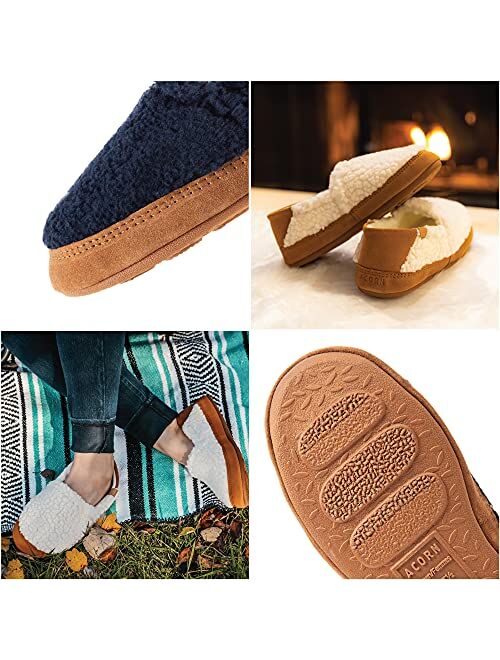 Acorn Women's Moc Slipper with a Collapsible Suede Heel and Warm Micro-Fleece Lining