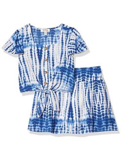 girls Tie Front Top and Short Skirt Set