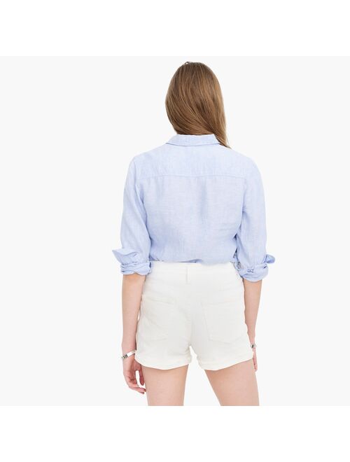 J.Crew High-rise denim short in white with button fly