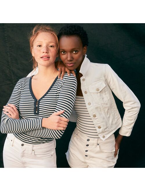 J.Crew High-rise denim short in white with button fly