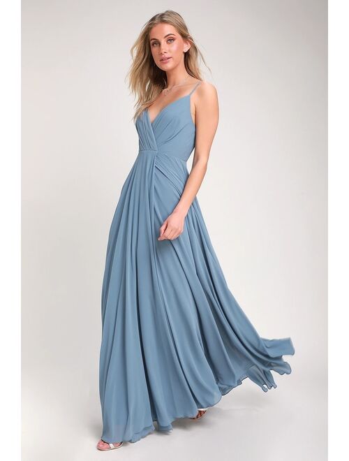Lulus All About Love Slate Blue Maxi Dress