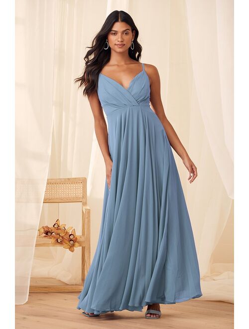 Lulus All About Love Slate Blue Maxi Dress