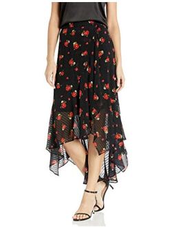 The Kooples Women's Women's Midi Skirt with Assymetrical Hem in a Floral Print