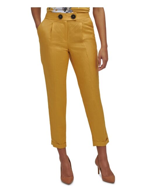 Calvin Klein Petite Slim-Fit Button-Front Ankle Pants