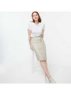 Button-front skirt in stretch linen