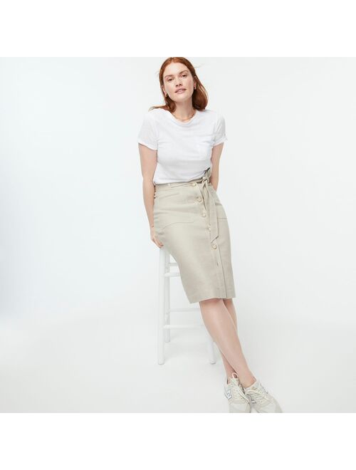 J.Crew Button-front skirt in stretch linen