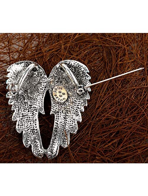 Women's Guardian Angel Wing Brooch Pins & Pendants 2 in 1 - Scarf Holders - 2 x 1 Inchs - Lead & Nickle Free - Crystal & Enamel