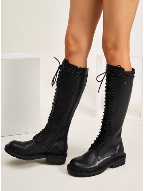 Shein Lace-up Front Knee Boots