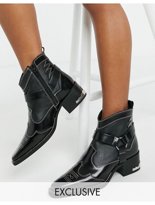 ASRA Exclusive Madison western boots with metal plating in black leather
