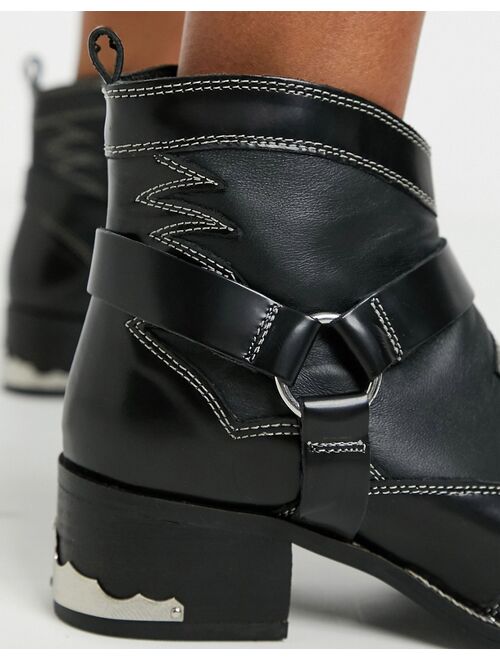 ASRA Exclusive Madison western boots with metal plating in black leather