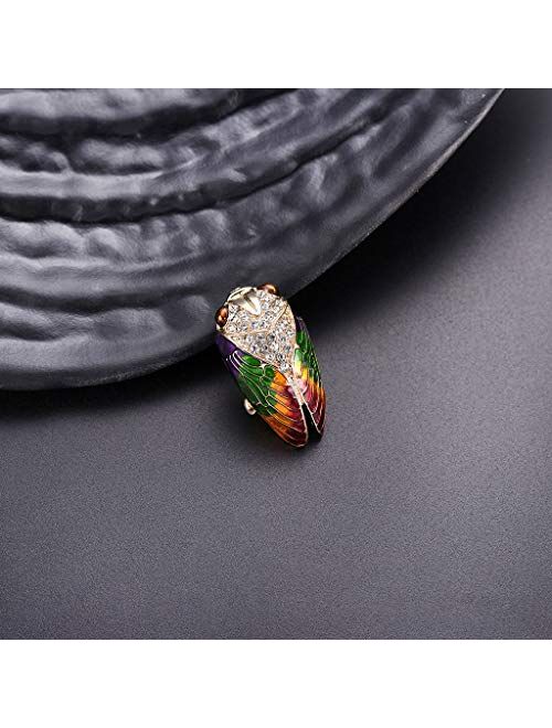 Comelyjewel Cicada Brooch Insects Rhinestone Fashion Charms Jewelry Badge Banquet Scarf Pins
