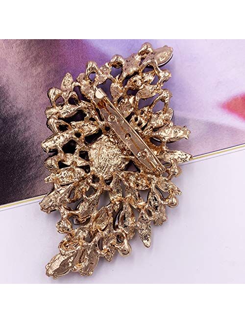 SELOVO Big Large Leaf Brooches and Pins Scarf Decoration Gold Tone