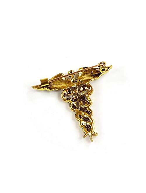 CocoRibbon Enamel Medical Symbol Caduceus Brooch Pins For Doctor Nurse Gift Brooches