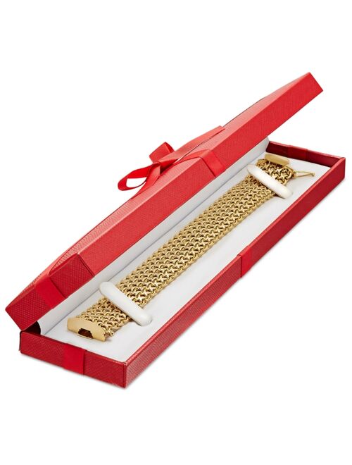 Italian Gold Wide Mesh Link & Chain Bracelet in 14k Gold