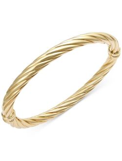 Italian Gold Twist Hinge Bangle Bracelet in 14k Gold or White Gold