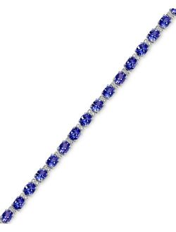 Tanzanite (8-7/8 ct. t.w.) and Diamond (1/4 ct. t.w.) Tennis Bracelet in 14k White Gold, Created for Macy's