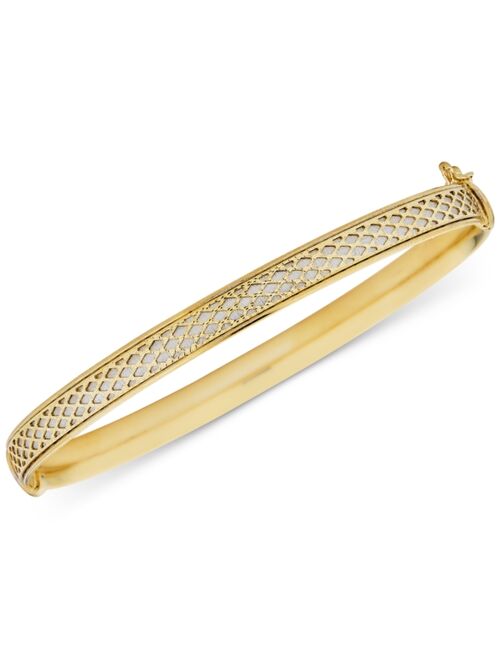 Macy's Textured Two-Tone Bangle Bracelet in 10k Gold & White Gold