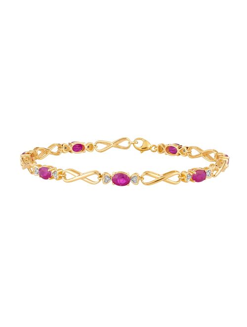 10k Gold Ruby & Diamond Accent Infinity Link Bracelet