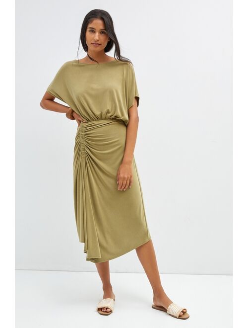 Anthropologie Ruched Knit Maxi Dress