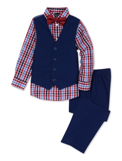 Nautica Little Boys 4-Pc. Check-Print Shirt, Vest, Pants & Bowtie Set