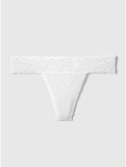 Sheer Thong Cotton Underwear For Women With Lace Trim And Scalloped Hem