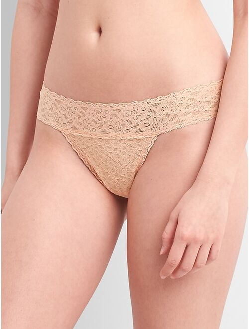 GAP Sheer Thong Cotton Underwear For Women With Lace Trim And Scalloped Hem