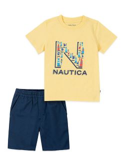 Yellow 'Nautica' Tee & Navy Shorts - Infant & Boys