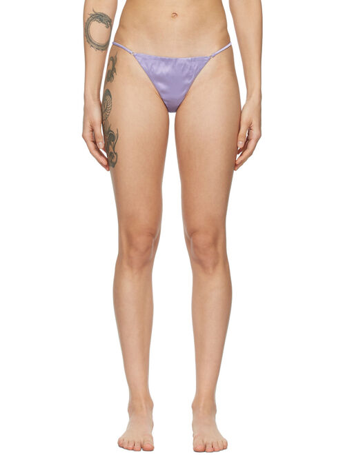 Fleur du Mal SSENSE Exclusive Purple Silk V-String Thong