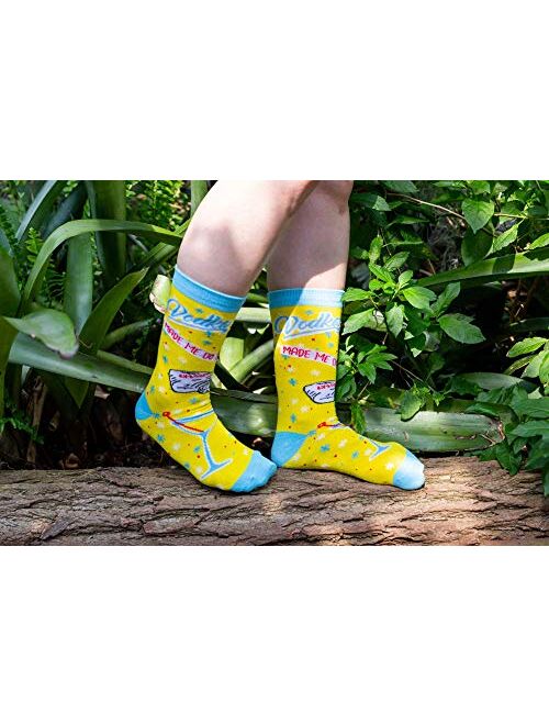 Vodka Made Me Do It Socks Funny Novelty Crazy Gift for Him Cool Saying Funky (Yellow) - Womens (5-10)