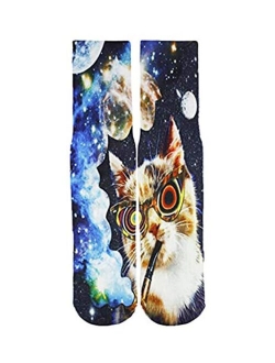 Benefeet Sox Men’s Crazy Novelty Socks for Teen Boys Kids Weird Socks Galaxy Animal Food Tube Crew Socks
