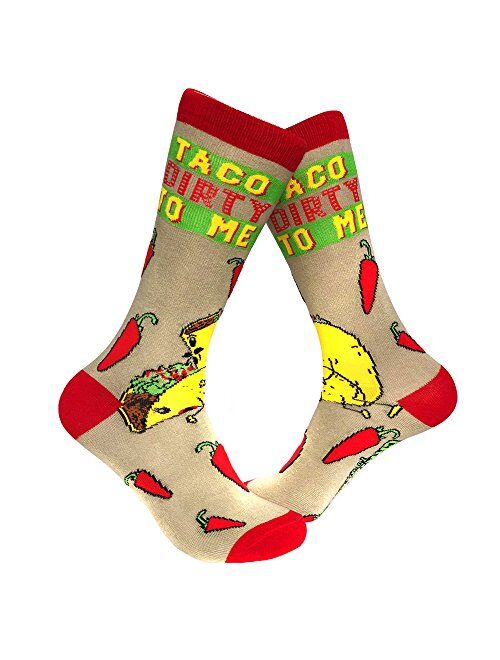 Taco Dirty To Me Socks Funny Saying Graphic Novelty Crazy Fun Gag Gift for Him (Grey) - Mens (7-12)