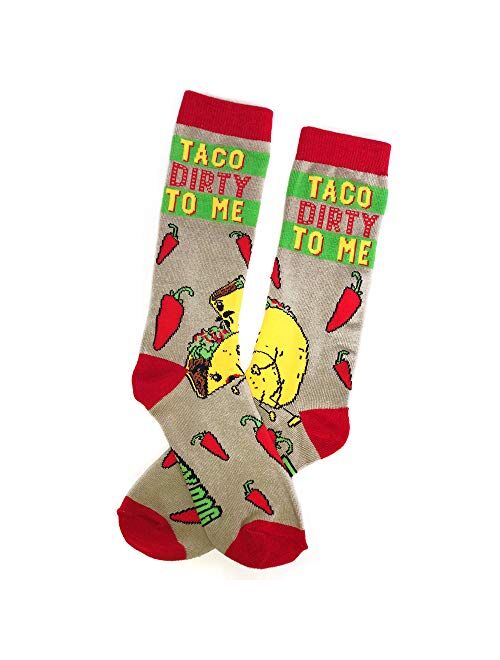 Taco Dirty To Me Socks Funny Saying Graphic Novelty Crazy Fun Gag Gift for Him (Grey) - Mens (7-12)
