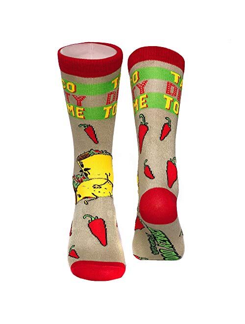 Taco Dirty To Me Socks Funny Saying Graphic Novelty Crazy Fun Gag Gift for Him (Grey) - Mens (7-12)