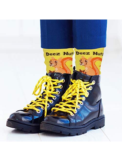 Funny Socks Deez Nuts Meme Socks Squirrel Lovers Socks Fun Socks Unisex Funky Socks Casual Dress Socks