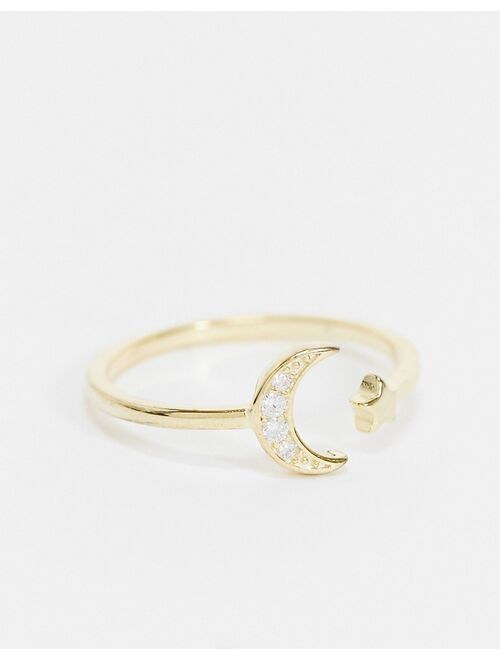 Shashi star and moon ring in gold vermeil plated ring in sterling silver