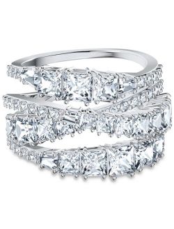 Silver-Tone Crystal Intertwined Wrap Ring
