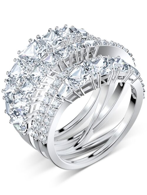Swarovski Silver-Tone Crystal Intertwined Wrap Ring